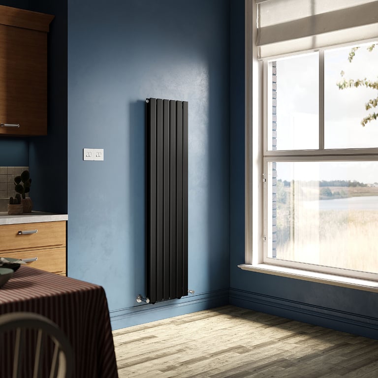 image for New Double Black Flat Panel Vertical Radiator 1600 x 408mm RRP £250 Our Price £170