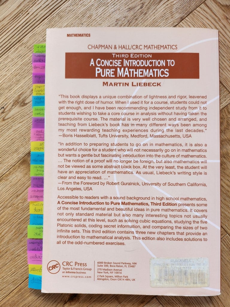 A concise Introduction to Pure Mathematics by Martin Liebeck (third edition)