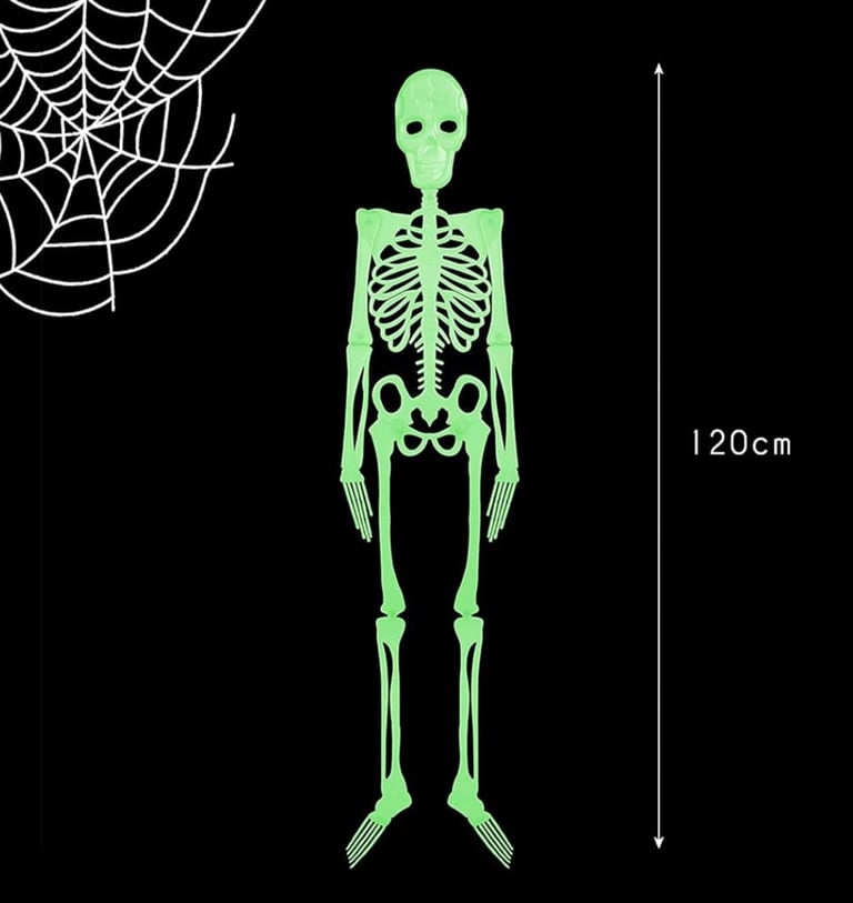 Halloween Hanging Spooky Glow In Dark Skeleton Velvet Witches Hat & Halloween Confetti x 7 Packs