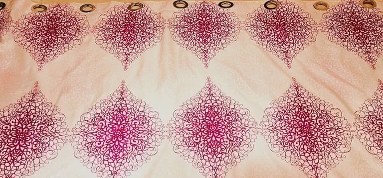 2 Glitter purple Eyelet curtains AND 2 glitter purple Eyelet Voile Curtains