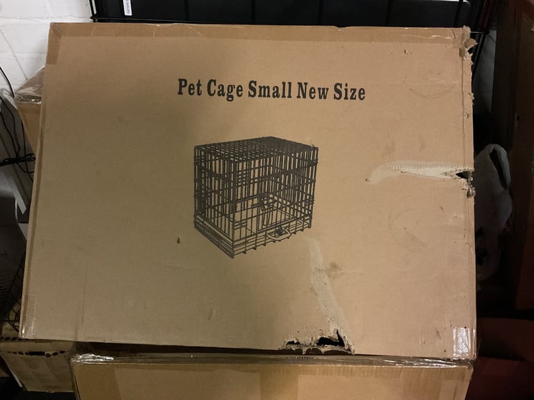 New small black dog cage, crate, enclosure, two door, metal folding foldable 