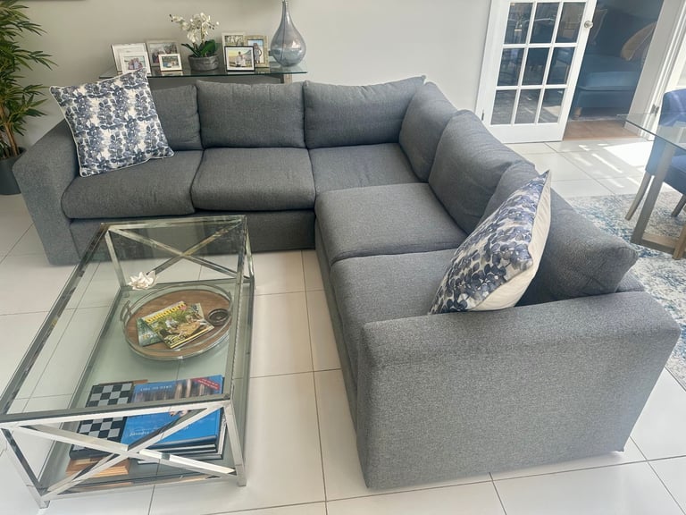 Grey modular 5 seater sofa from sofa dot com - recently recovered