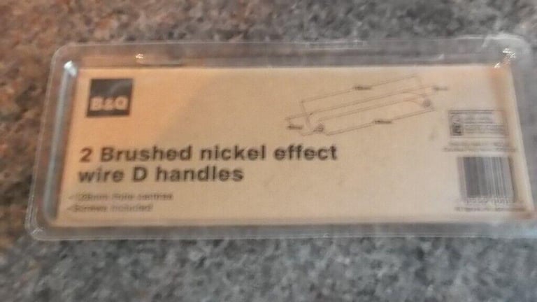 5 SETS [2 PER SET] CABINET DOOR/DRAW BRUSHED NICKEL EFFECT 'D' HANDLES