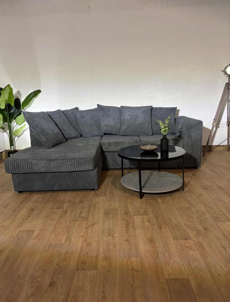 image for New Grey Cord L Shape Sofa FREE DELIVERY AVAILABLE! £350
