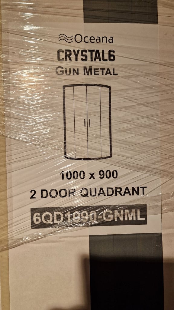 image for Oceana Cryatal 6 Gun Metal 2 door Quadrant Shower Screen