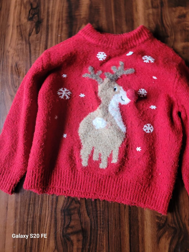 image for Zara Baby Girls 2-3 Years Red Reindeer Christmas Holiday Sweater Jumper - Great Deal!