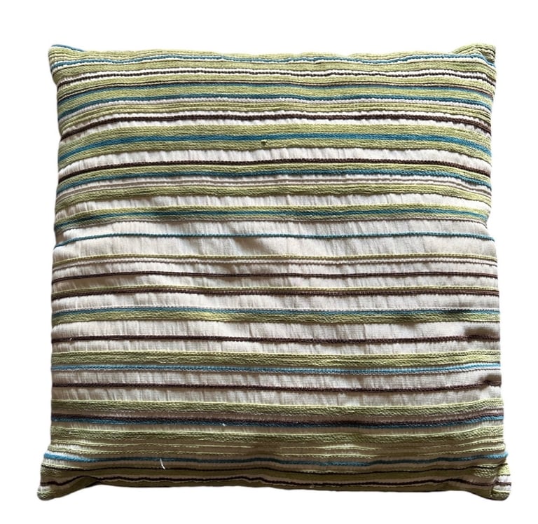 17” Turquoise Apple Green Beige Stripe Scatter Cushion With Cover Included 