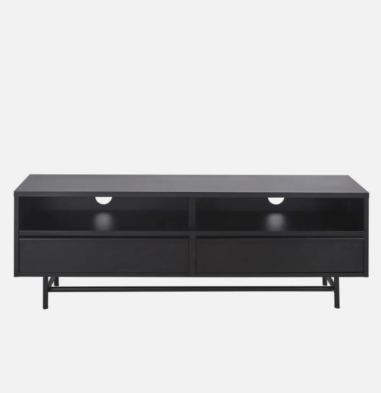 Maisons du Monde Matte black metal TV stand with 2 drawers