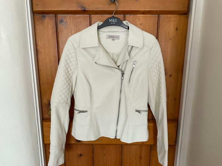 Women’s cream leather effect jacket size 10