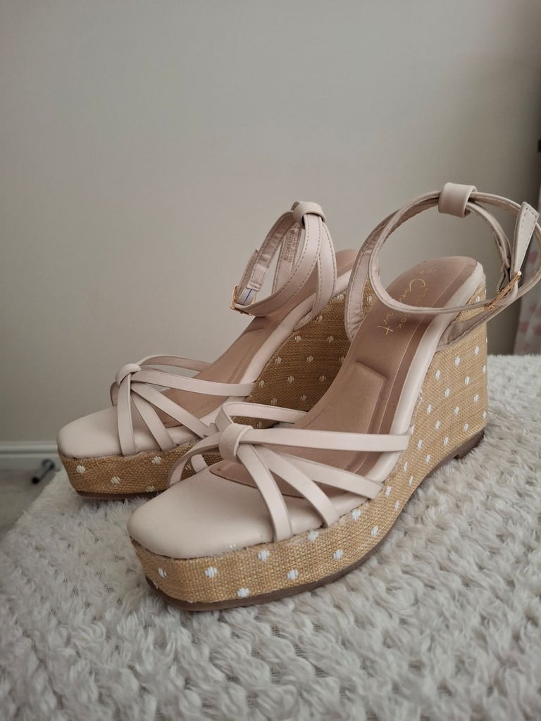 Brand New - New Look Beige Wedge Sandals - Size 4 (37)