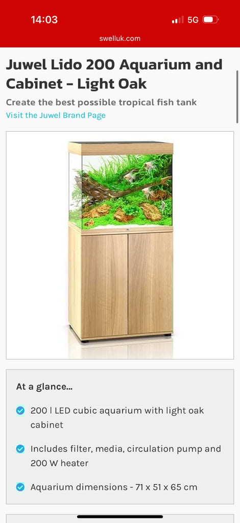 image for Juwel Lido 200 Aquarium and Cabinet - Light Oak