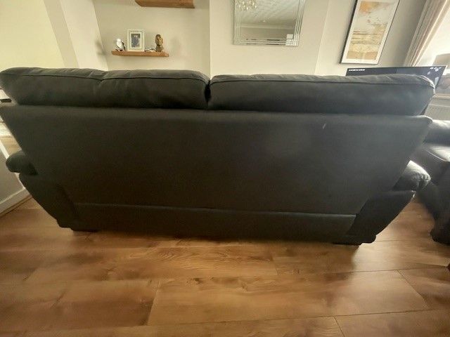 Dark Brown Leather 3 Piece Suite