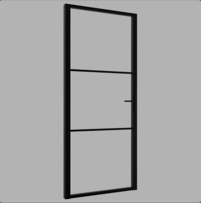 Interior Door 76x201.5 cm Black ESG Glass and Aluminium vidaXL