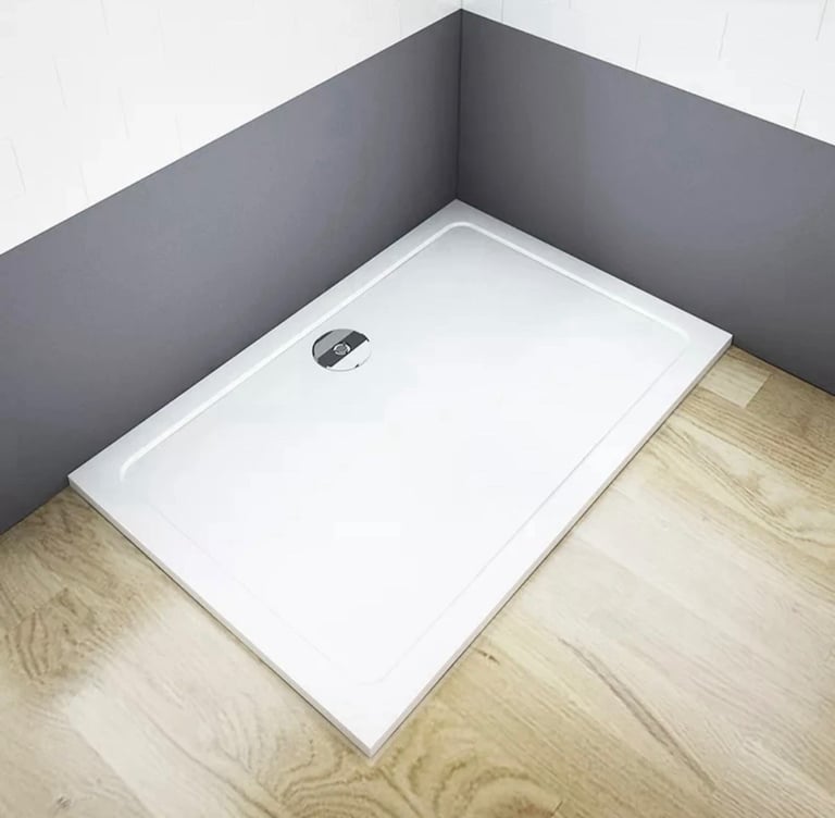 Aica 900x700x30mm Rectangle Slimline Low Profile Shower Tray Bathroom Enclosure