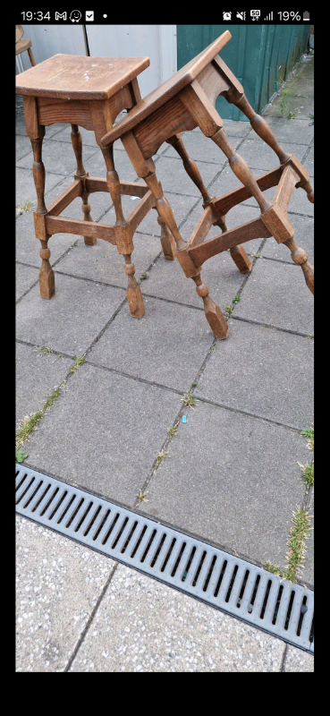 Solid Oak wooden bar stools x 2 