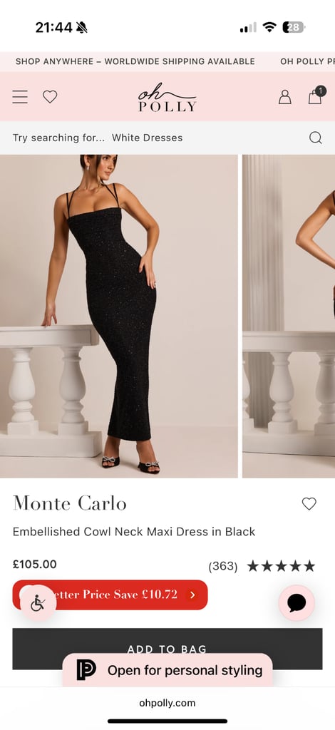 Oh Polly Monte Carlo black dress - size 6