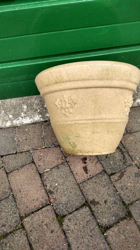 image for Large decorated sturdy garden pot - light - mid brown - very attractive
