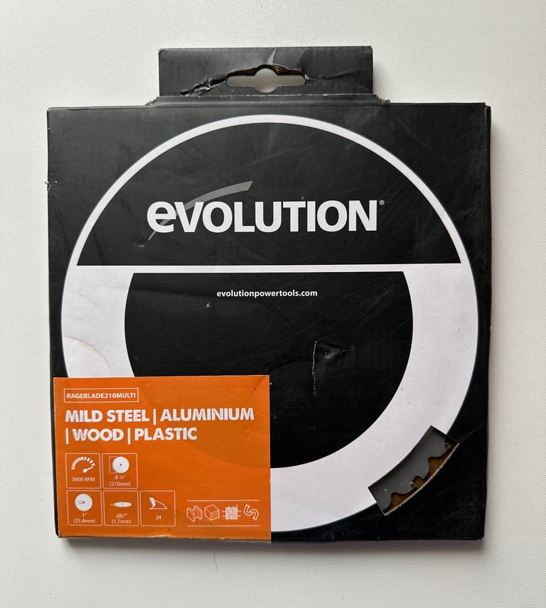 Evolution Power Tools R210TCT-24T (Rage) Multi-Material TCT Blade Cuts Wood, Metal and Plastic