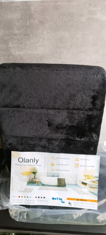 image for Memory Foam Bath Mat, 60 x 110 cm, Extra Soft Large Bathroom Mat,Black