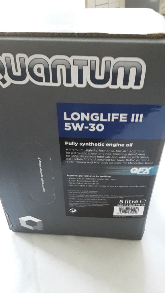Genuine Quantum Longlife 3 5W-30 Fully Synthetic Oil 5L