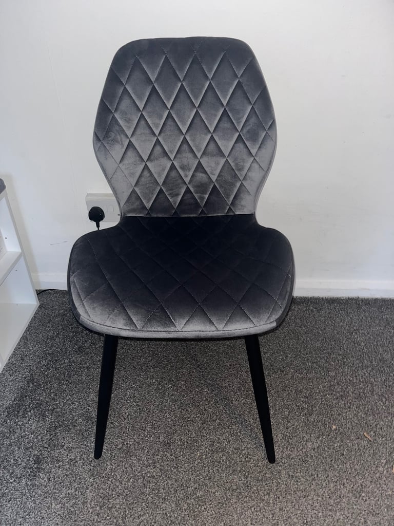 4 grey velvet dining chairs