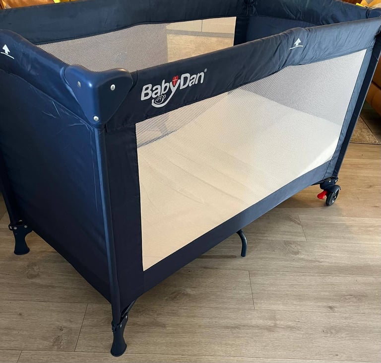 Travel Cot and Play Pen Navy with mattress by Baby Dan