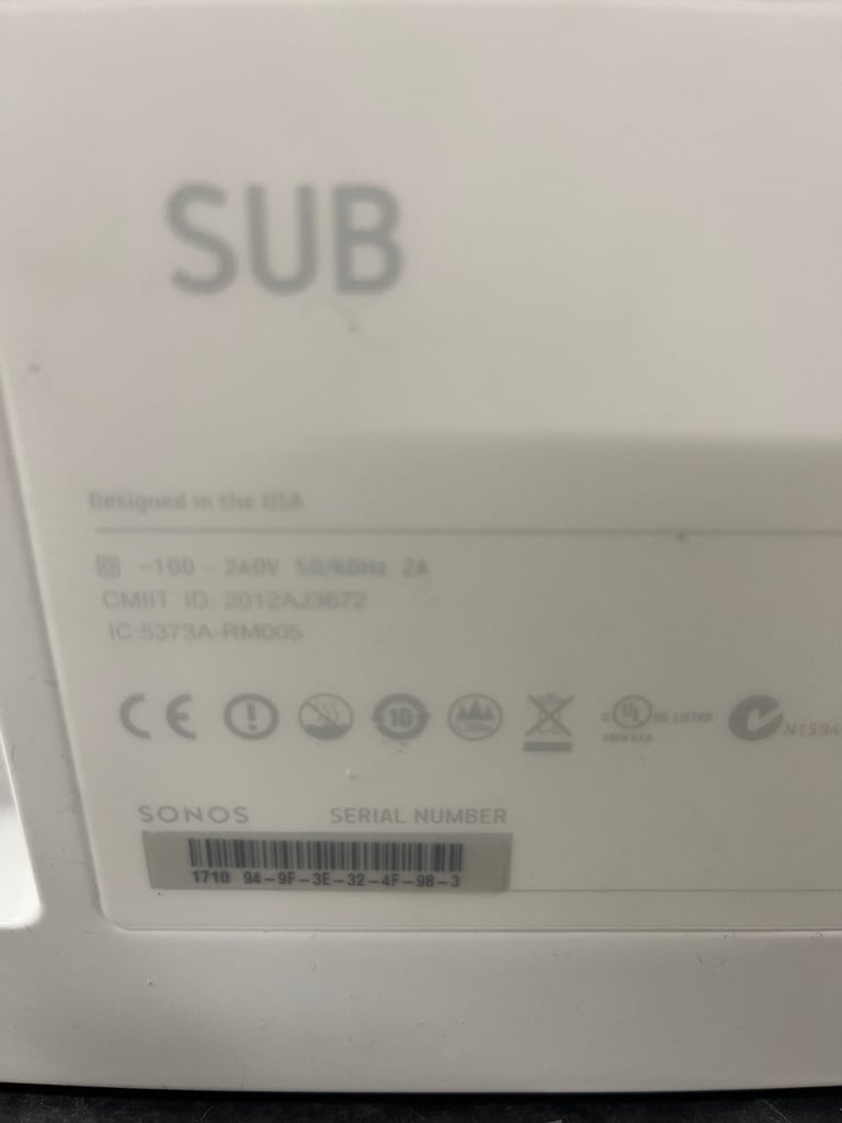 Sonos subwoofer white