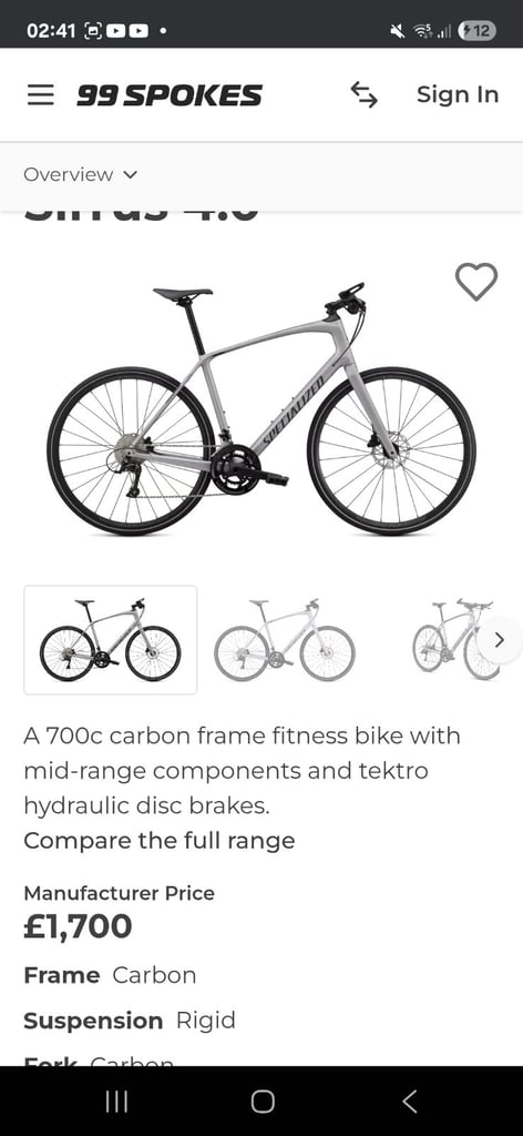 Specialized Sirrus 4.0 Carbon size M 