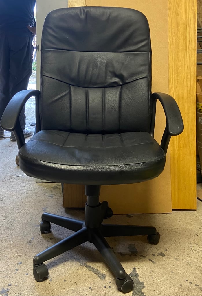 image for Black Leather office swivel chair 