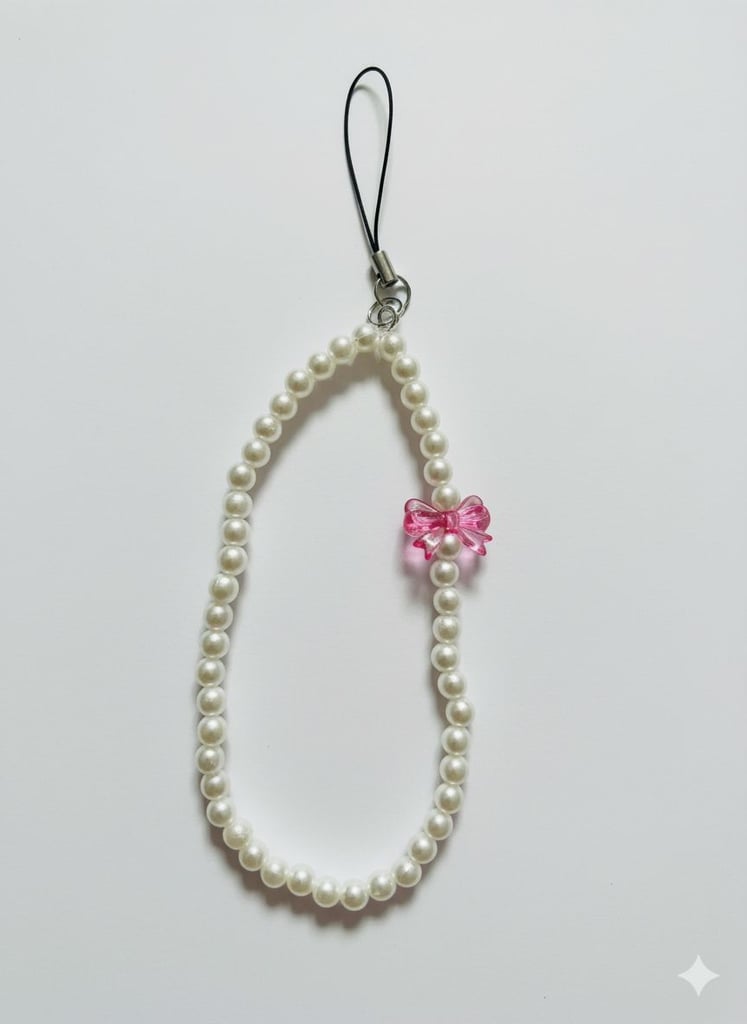 Cute pink bow 🎀 beaded lanyard