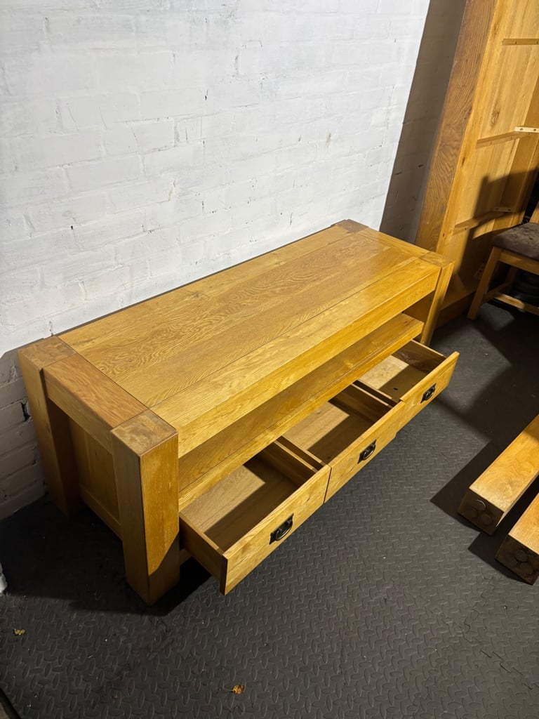 Large Solid oak tv unit