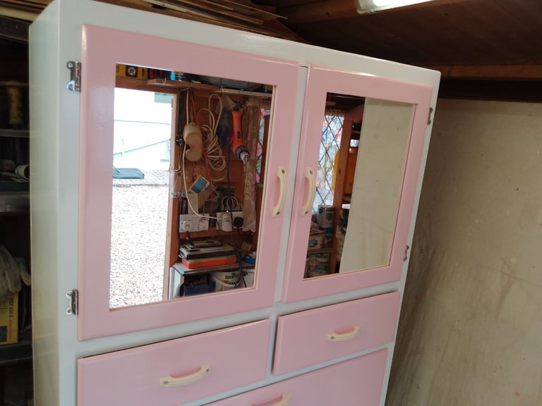 Vintage Retro 50/60s Larder/Kitchenette - Powder Blush Pink - Fully Restored.