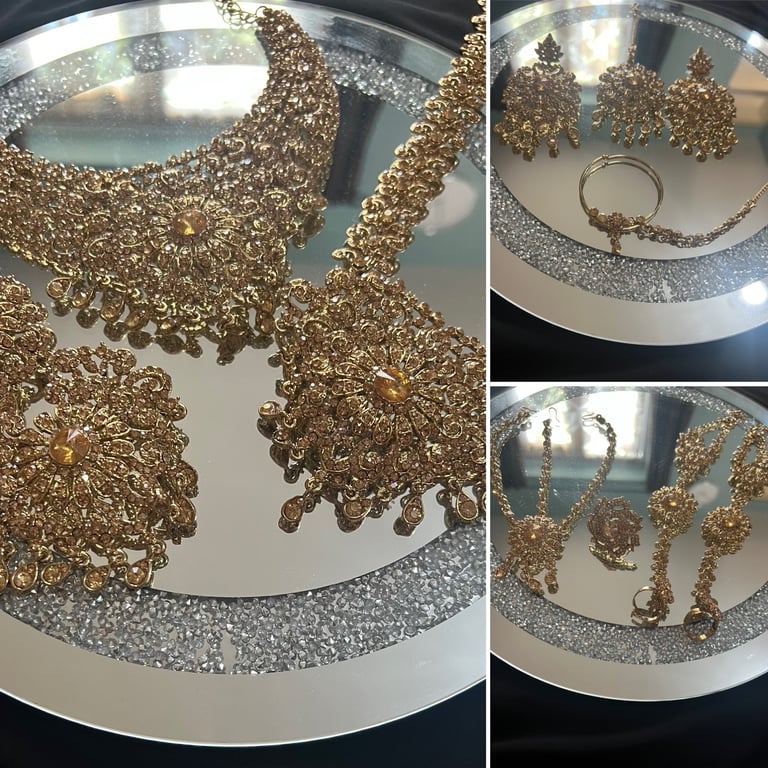 image for Bronze plated with bronze stones full bridal set