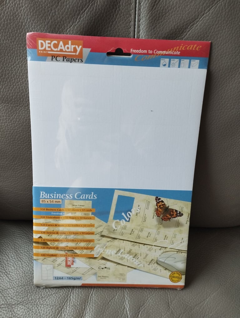 DECadry Business Cards 12 sheets x 10 cards NEW 