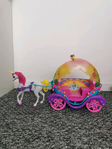 Barbie unicorn hot sale and carriage