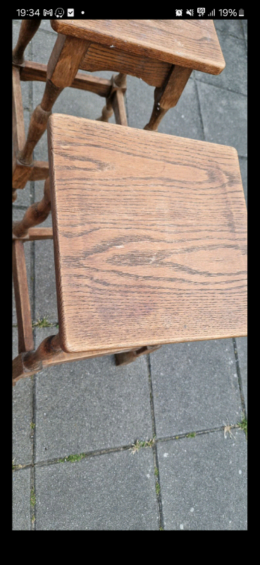 Solid Oak wooden bar stools x 2 