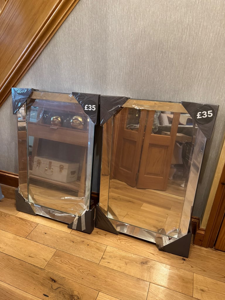 Dunelm angled frame mirror x2 - silver glass - can also be sold separately 