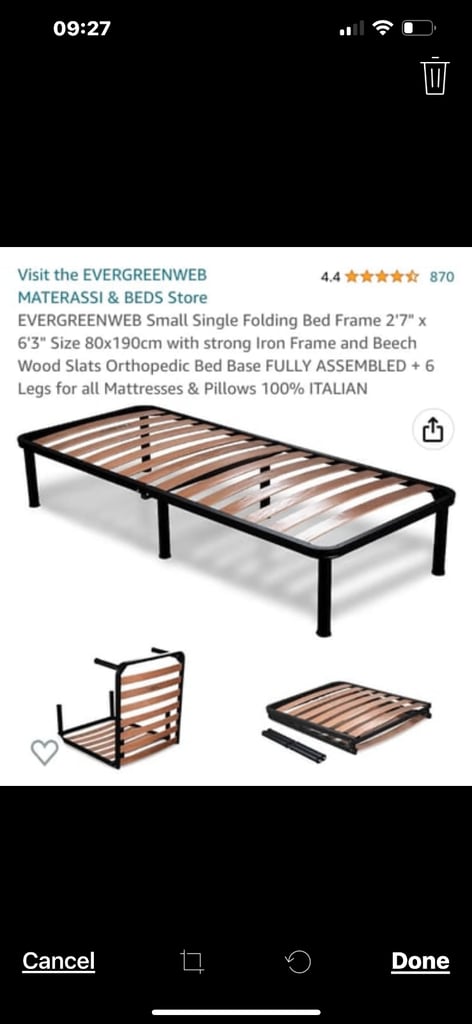 Single folding slatted bed base only 