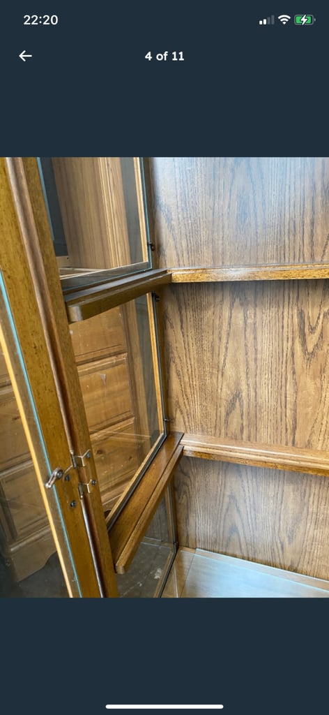 Large Light Oak Display Cabinet Bookcase with shelves 