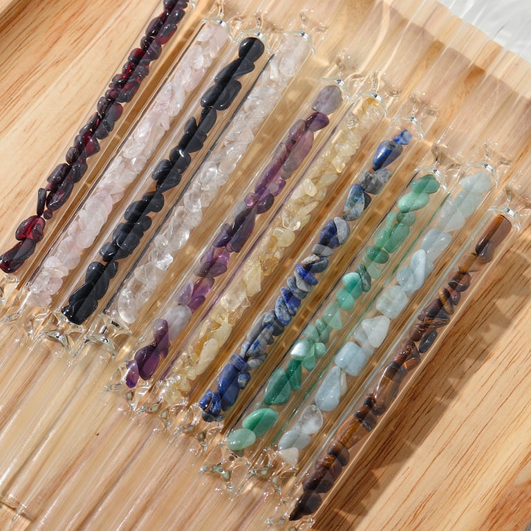 Glass Straws Natural Crystal Stones Luxury 10 Pieces Set