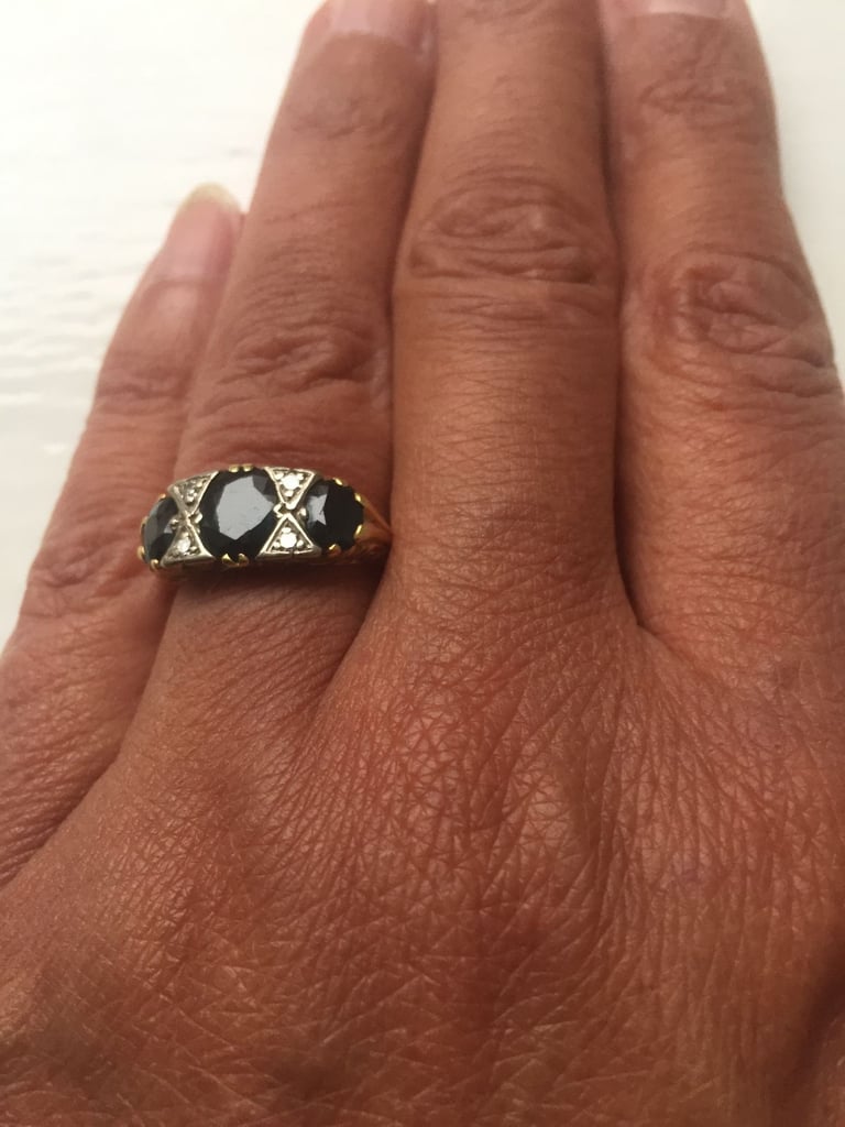 Vintage 9ct gold sapphire and diamond eternity ring