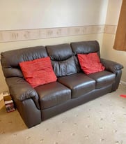 Leather 3 seater sofa brown