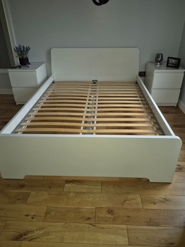 Ikea bedroom furniture - double bed frame, 3 x chest of drawers and desk - will sell separately