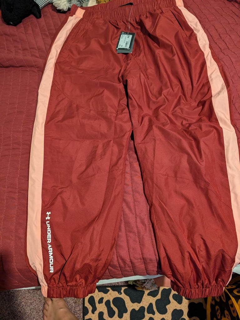 Unisex under armour Maroon UA Woven tracksuit bottoms 