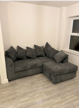 Brand New Dylan Jumbo Cord Fabric L-Shape Corner in Grey