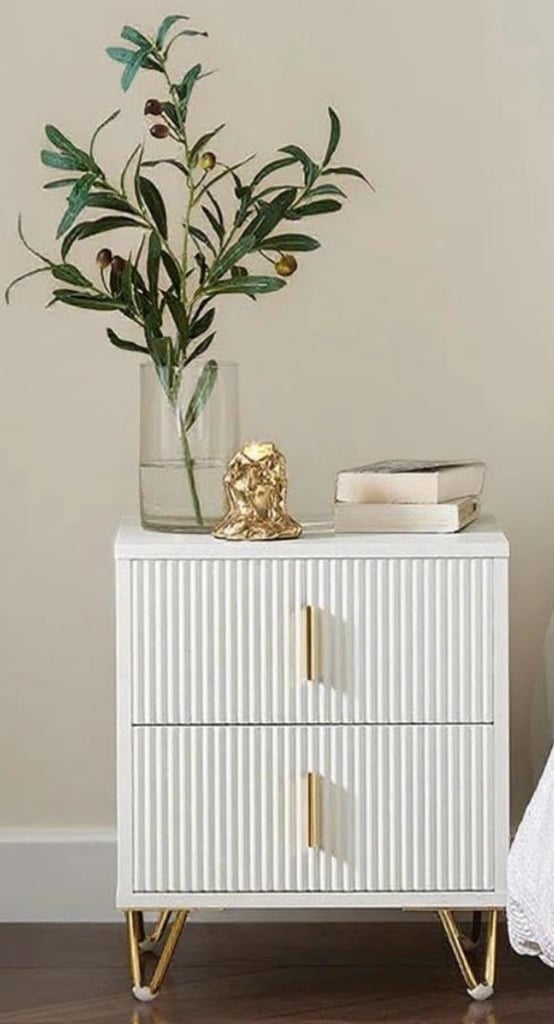 BOXED ALDEA 2 DRAWER BEDSIDE TABLE - WHITE £40