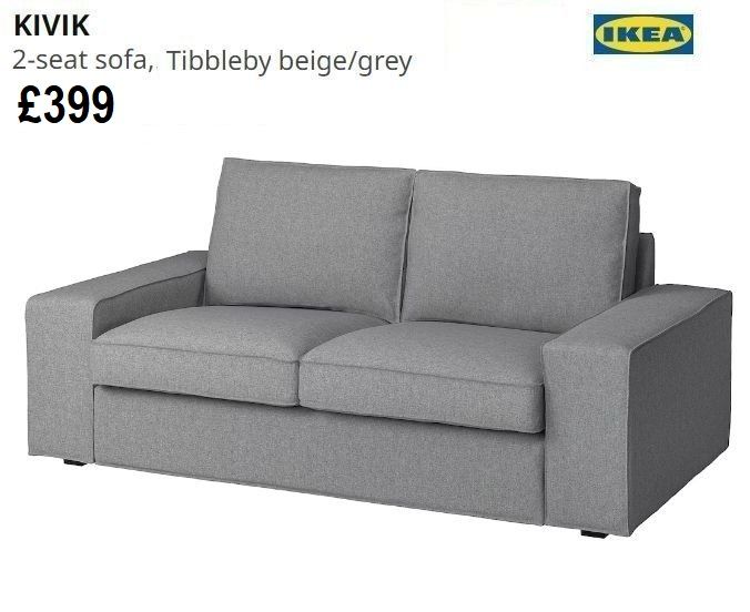 RRP:£798 2x IKEA KIVIK TWO SEATER TIBBLEBY LIGHT GREY MATCHING SOFA SUITE LONDON DELIVERY (DFS)