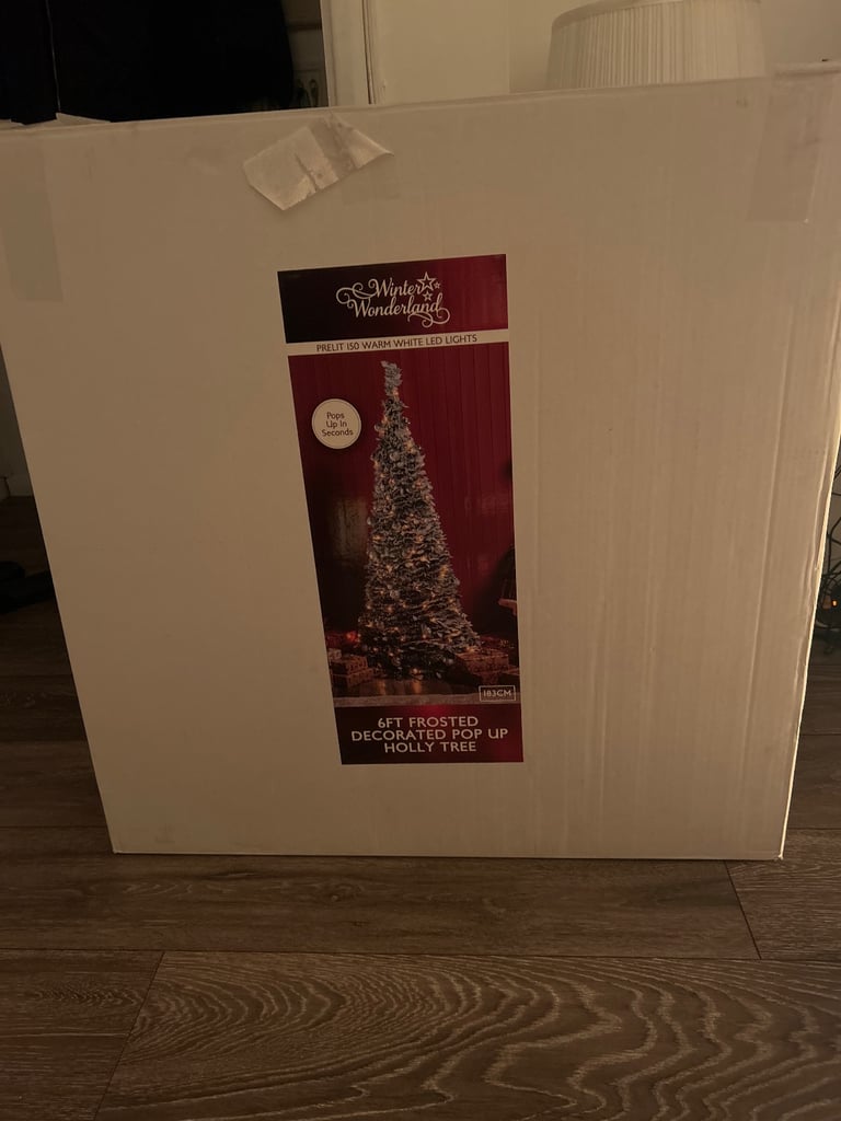 image for 6ft frosted pop up holly tree 
