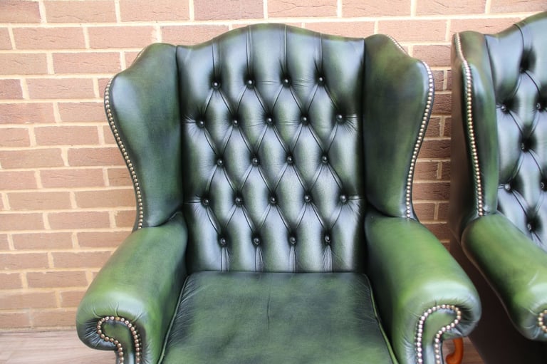 Saxon Chesterfield Armchairs + Footstool (UK Delivery)