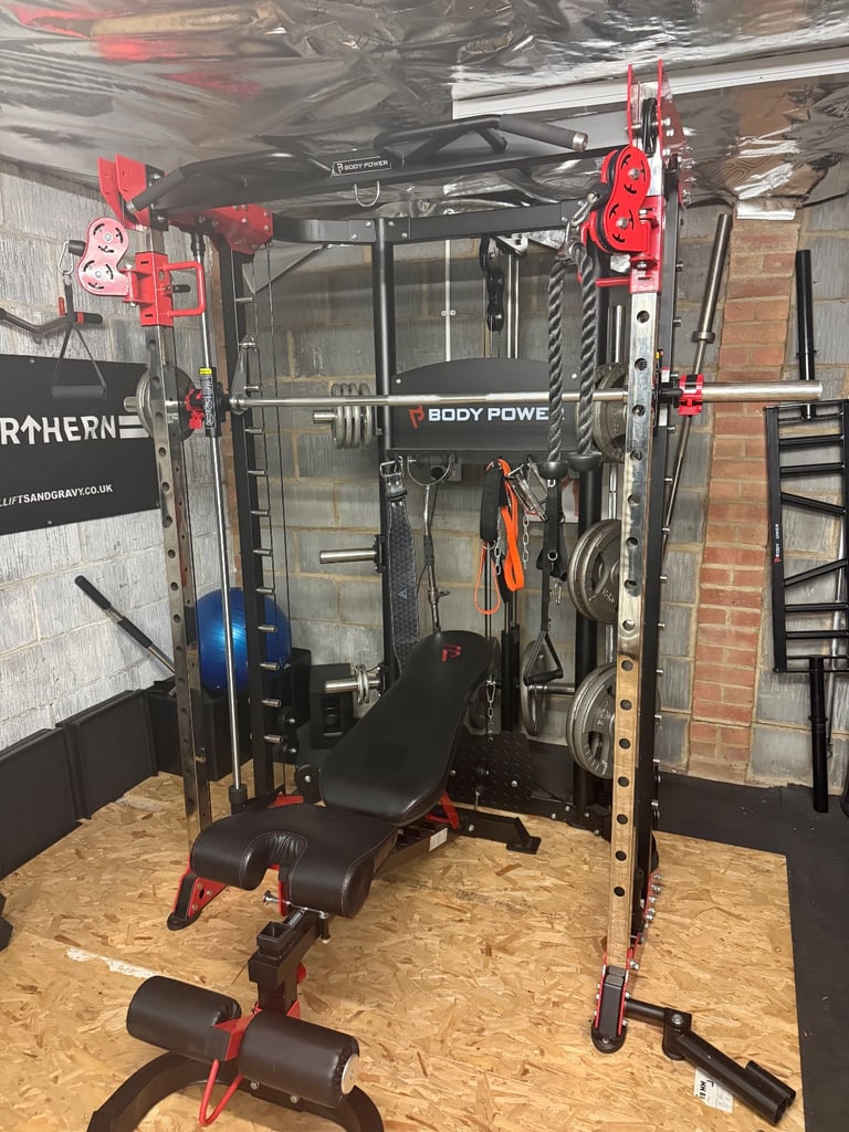 image for Body Power Multi-Function Smith Machine with Half Rack & Dual Adjustable Pulley